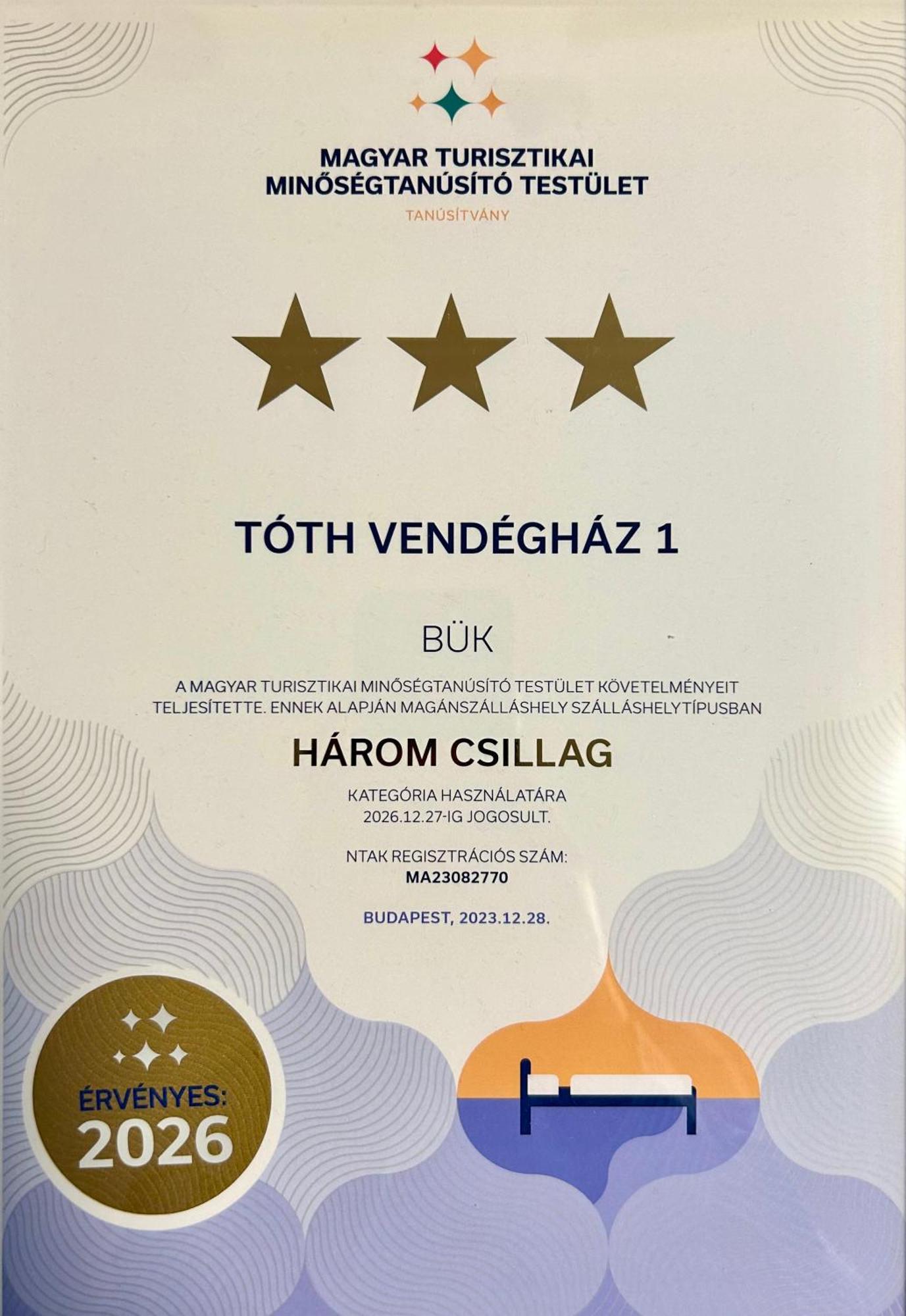 Toth Vendeghaz Hotel Bük Eksteriør billede